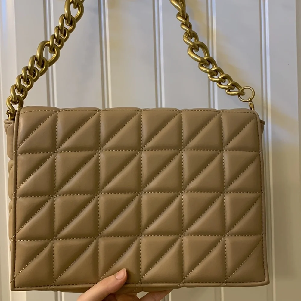 Zara Beige Quilt Leather Bag - Picture 4 of 10